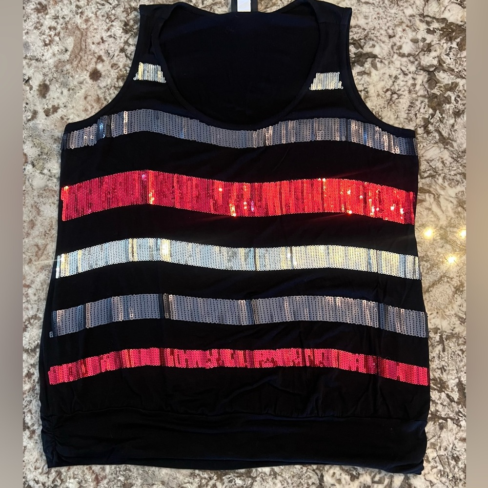 Torrid Black Size 1 Sequin Sleeveless Blouse Tank Top Cami Plus Size Shirt 
BBL